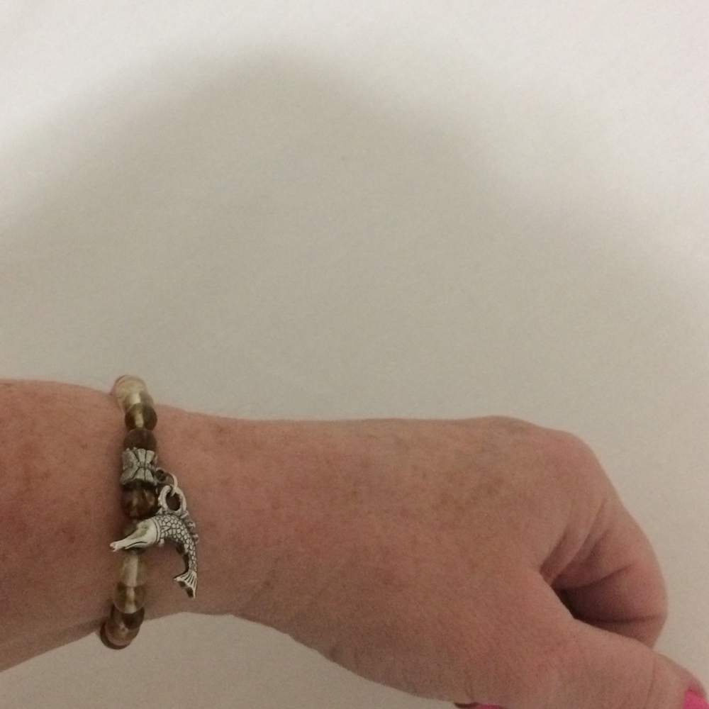 Women's Natural Stone Swordfish Stretch Bracelet - Picture 2 of 2